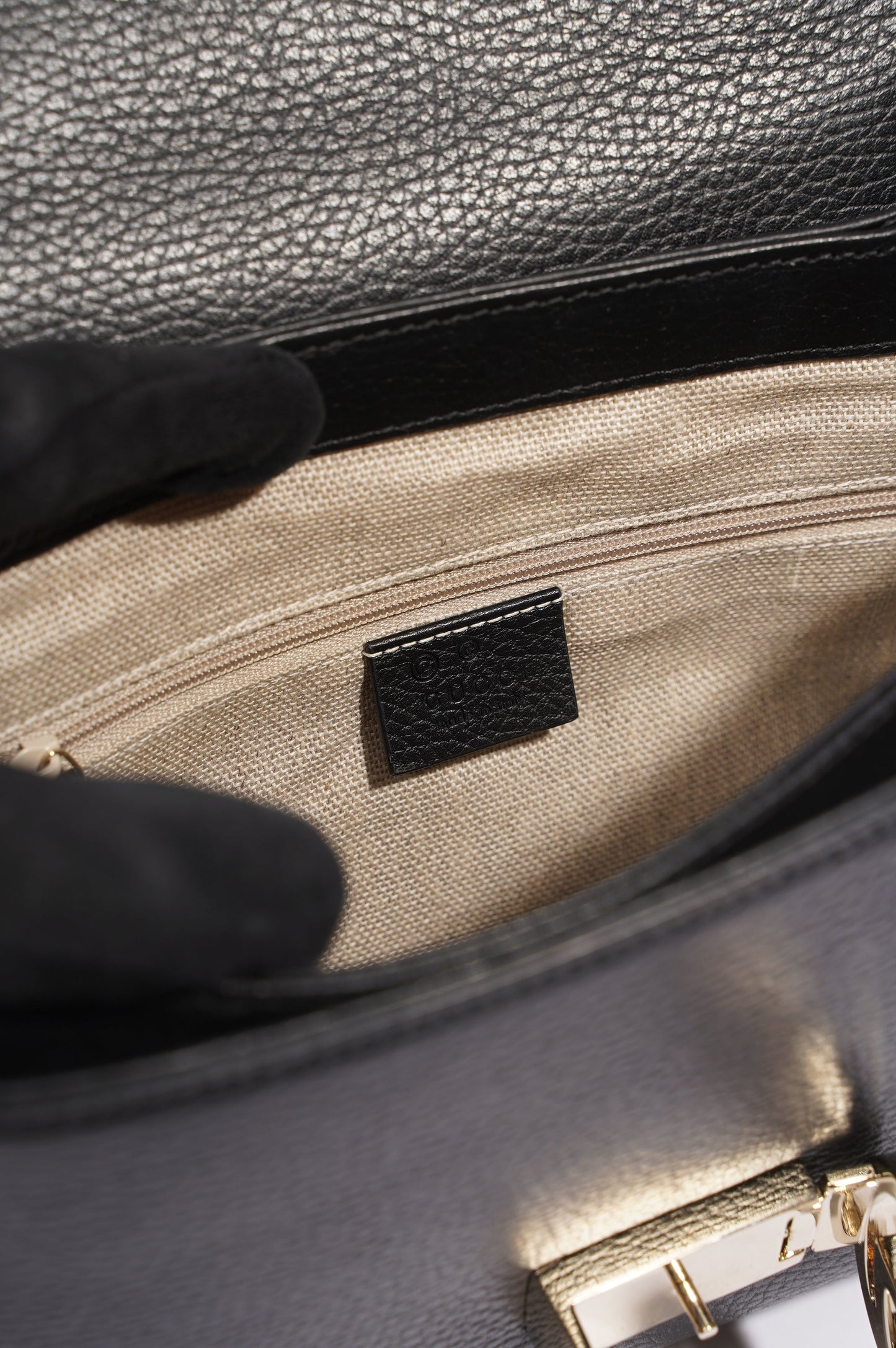 Gucci Womens Dollar Interlocking GG Bag Black