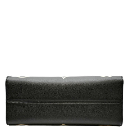 LOUIS VUITTON Onthego MM Giant Monogram Leather Tote Bag Black/Bicolor