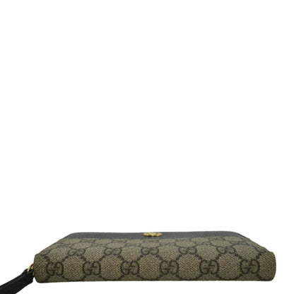 GUCCI GG Marmont Canvas Leather Zip Around Wallet Black 456117