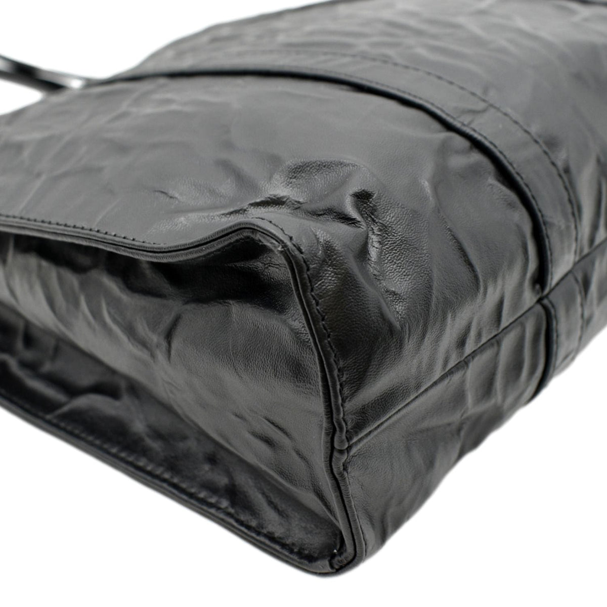 PRADA Small Antique Nappa Leather Tote Black