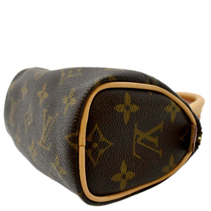 LOUIS VUITTON Mini Speedy HL Monogram Canvas with Leather Trim Satchel Bag Brown