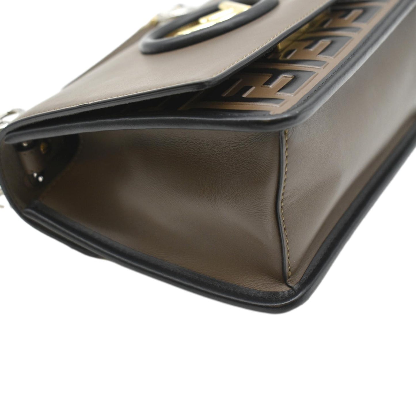 FENDI Kan I F Zucca Leather Shoulder Bag Brown