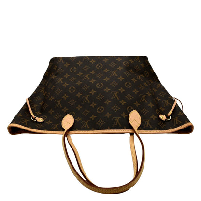LOUIS VUITTON Neverfull MM Monogram Canvas Tote Bag Brown