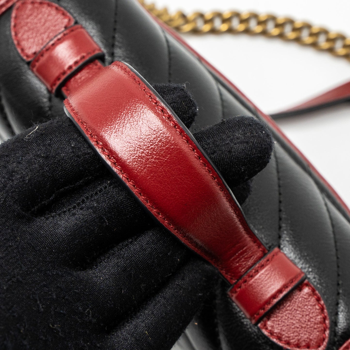 Gucci GG Marmont Mini Top Handle Bag Calfskin Black/Red