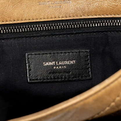 Saint Laurent Medium Niki Bag Crinkled Calfskin Dark Beige Ruthenium Hardware
