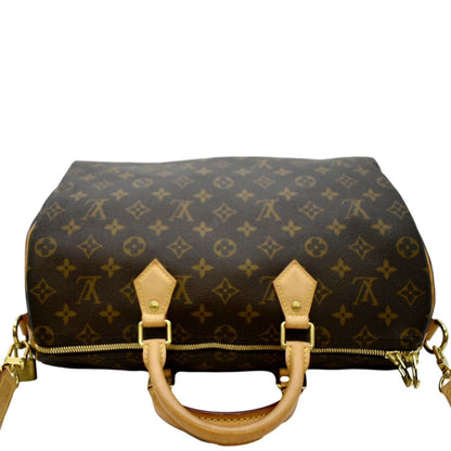 LOUIS VUITTON Speedy 35 Bandouliere Monogram Canvas Shoulder Bag Brown