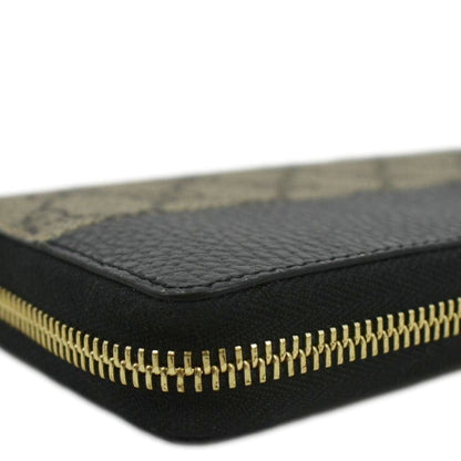 GUCCI GG Marmont Canvas Leather Zip Around Wallet Black 456117