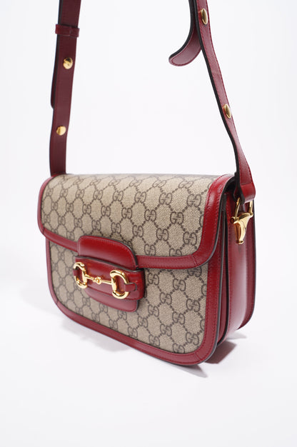Gucci Womens 1955 Horsebit Bag Supreme / Red Canvas / Leather