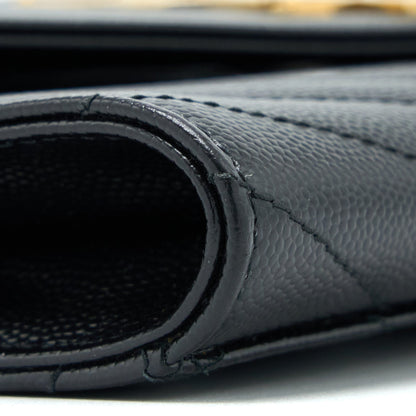 Saint Laurent/YSL Envelop Clutch Grained Calfskin Black GHW