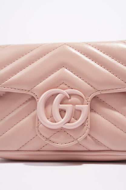 Gucci Womens GG Marmont Chain Belt Bag Pink Leather
