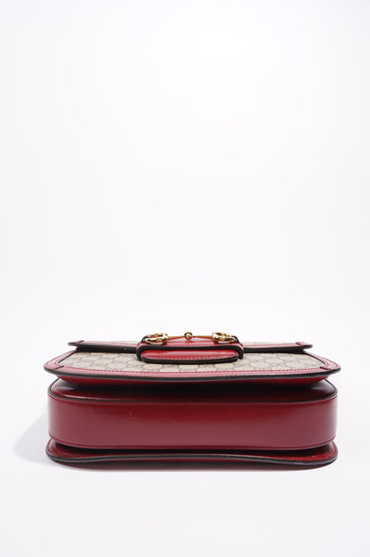 Gucci Womens 1955 Horsebit Bag Supreme / Red Canvas / Leather