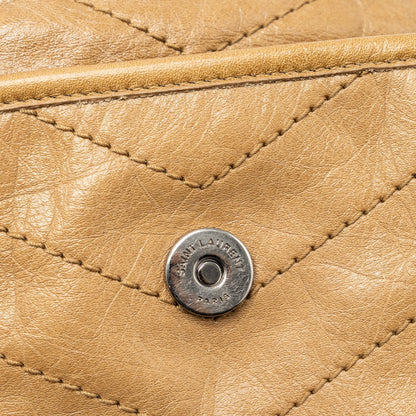 Saint Laurent Medium Niki Bag Crinkled Calfskin Dark Beige Ruthenium Hardware