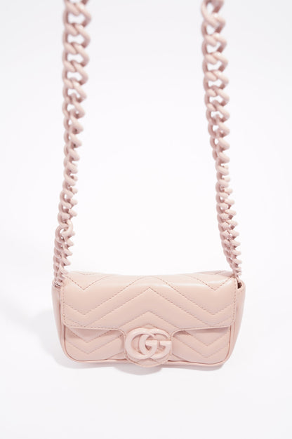 Gucci Womens GG Marmont Chain Belt Bag Pink Leather