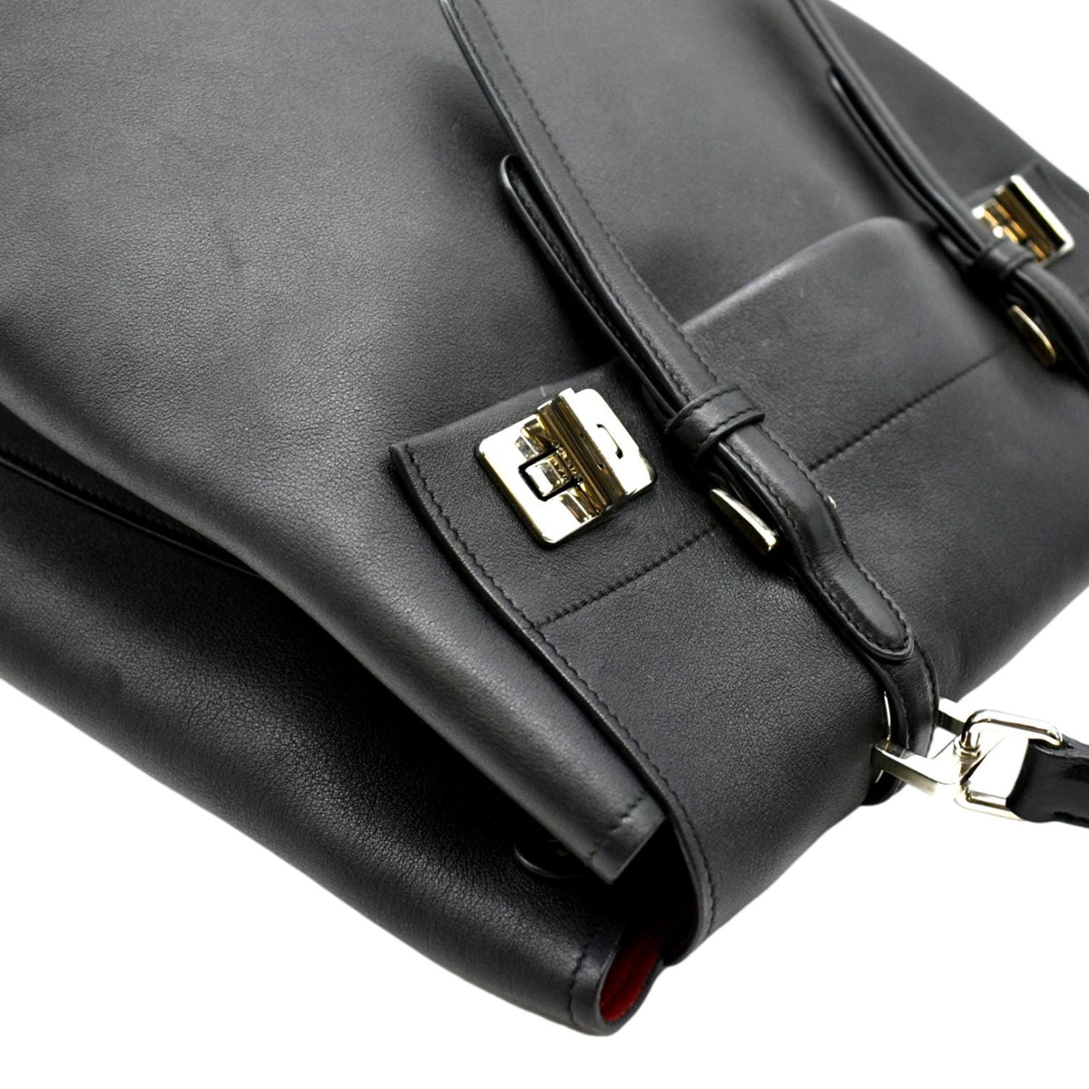 PRADA 2way Leather Tote Shoulder Bag Black BN2815