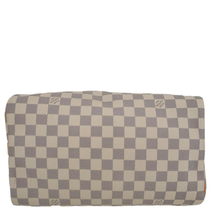 LOUIS VUITTON Speedy 30 Bandouliere Damier Azur Shoulder Bag White