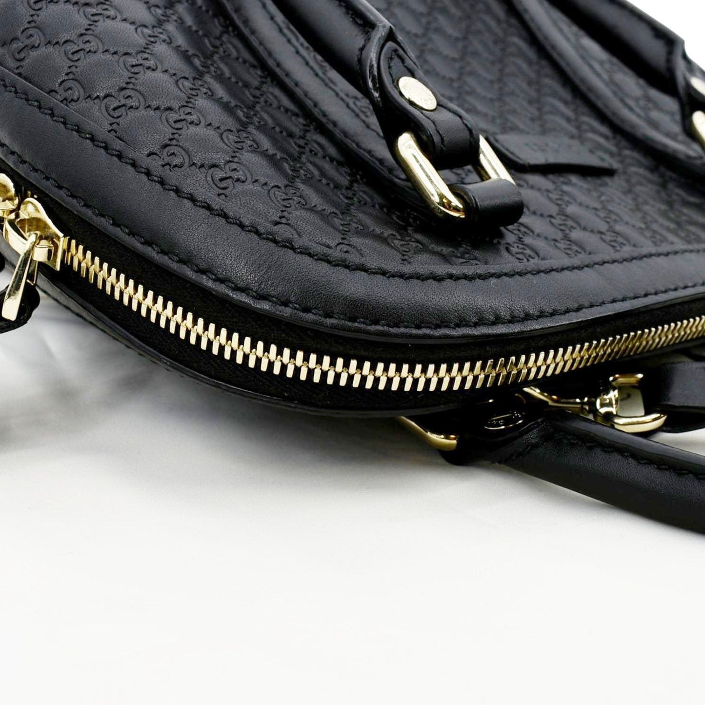 GUCCI Mini Dome Leather Crossbody Bag Black 449654