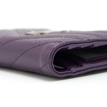 Saint Laurent Quilted Monogram Bi-fold Wallet Dark Purple SHW