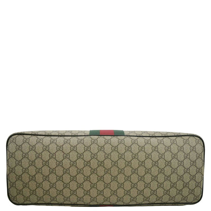 GUCCI Zipper Web GG Supreme Canvas Tote Shoulder Bag Black 359261
