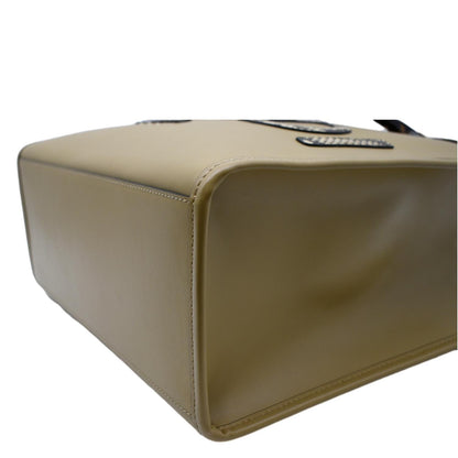 FENDI Sunshine Plexiglass Leather Shopper Tote Bag Tan