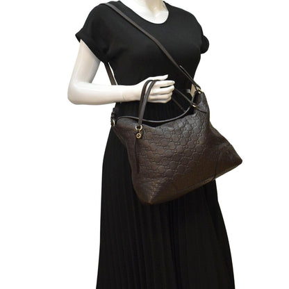 GUCCI Bree Medium Leather Top Handle Shoulder Bag Dark Brown 353120