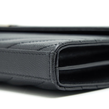 Saint Laurent Envelope Chain Wallet Black with SHW