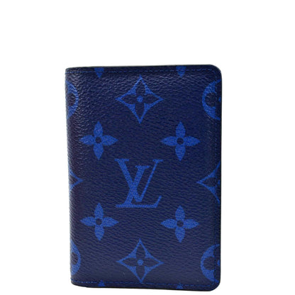 LOUIS VUITTON Monogram Leather Pocket Organizer Navy Blue