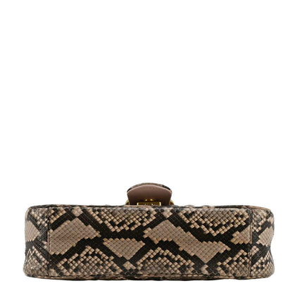 GUCCI GG Marmont Snake Print Leather Crossbody Bag Brown 443497