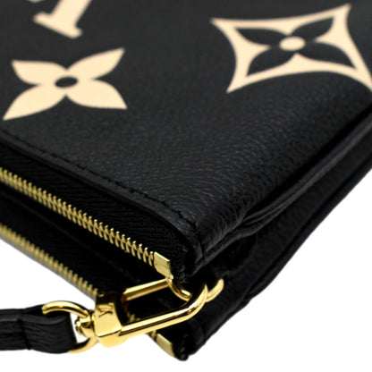 LOUIS VUITTON Double Zip Pochette Monogram Empreinte Crossbody Bag Bicolor