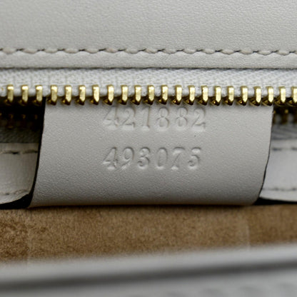 Gucci Sylvie Small Web Leather Shoulder Bag White 421882