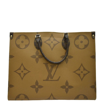 LOUIS VUITTON Onthego GM Giant Monogram Canvas Tote Shoulder Bag Brown