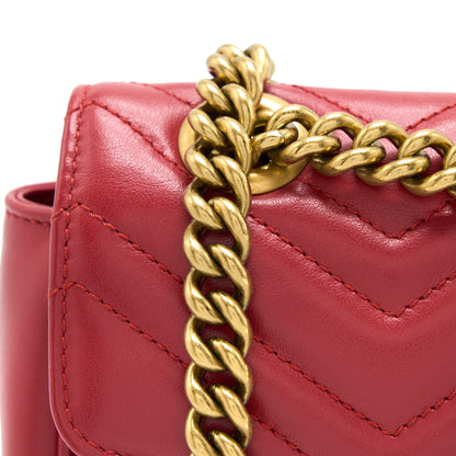 Gucci Small GG Marmont Matelasse Shoulder Bag Calfskin Red