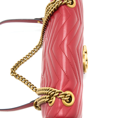 Gucci Small GG Marmont Matelasse Shoulder Bag Calfskin Red