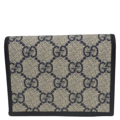 GUCCI Horsebit 1955 GG Supreme Canvas Card Case Wallet Beige 621887