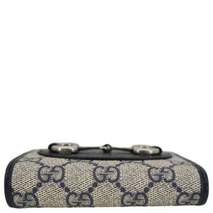 GUCCI Horsebit 1955 GG Supreme Canvas Card Case Wallet Beige 621887