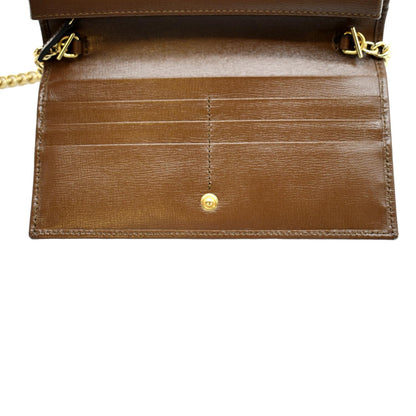 GUCCI Horsebit 1955 GG Supreme Canvas Crossbody Chain Wallet Beige 621392