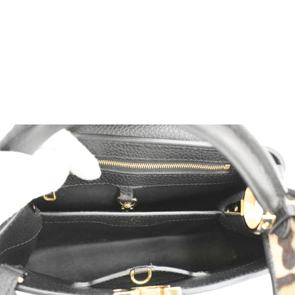 LOUIS VUITTON Capucines BB Leopard Taurillon Leather Shoulder Bag Black