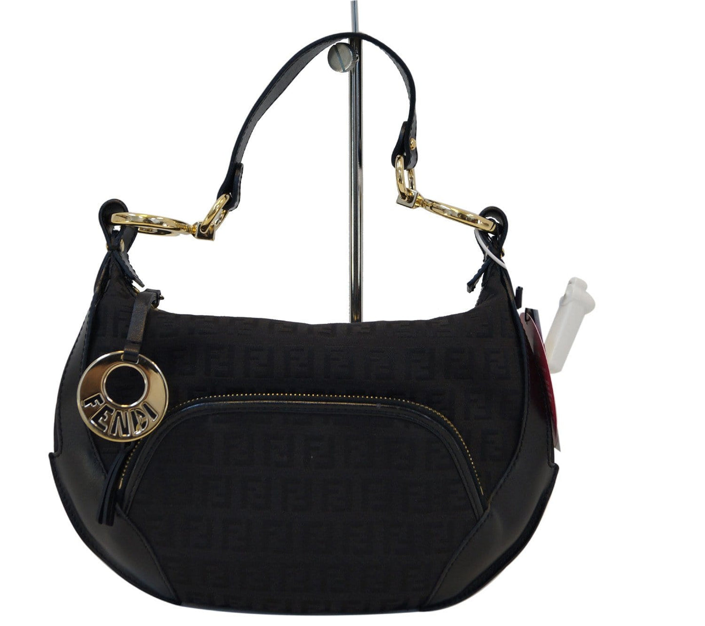 Fendi Zucchino Canvas Black Hobo Shoulder Bag