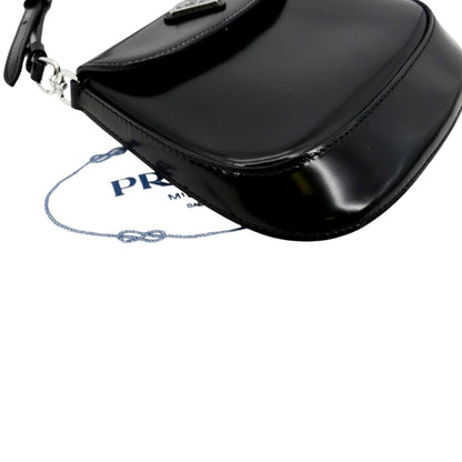 PRADA Cleo Mini Brushed Leather Crossbody Bag Black