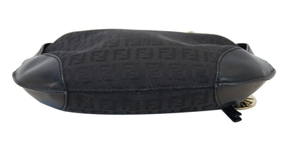 Fendi Zucchino Canvas Black Hobo Shoulder Bag