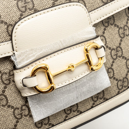 Gucci Mini Horsebit 1955 Bag GG Supreme Canvas/Leather White/Multicolour