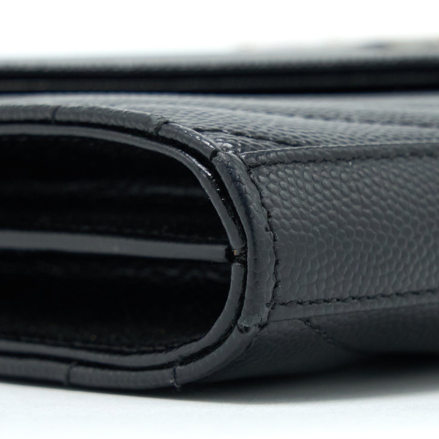 Saint Laurent Envelop Chain Wallet Grained Calfskin Black SHW