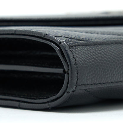 Saint Laurent Envelop Chain Wallet Grained Calfskin Black SHW