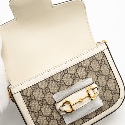 Gucci Mini Horsebit 1955 Bag GG Supreme Canvas/Leather White/Multicolour