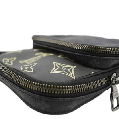 LOUIS VUITTON Avenue Sling Patchwork Monogram Eclipse Crossbody Bag Grey