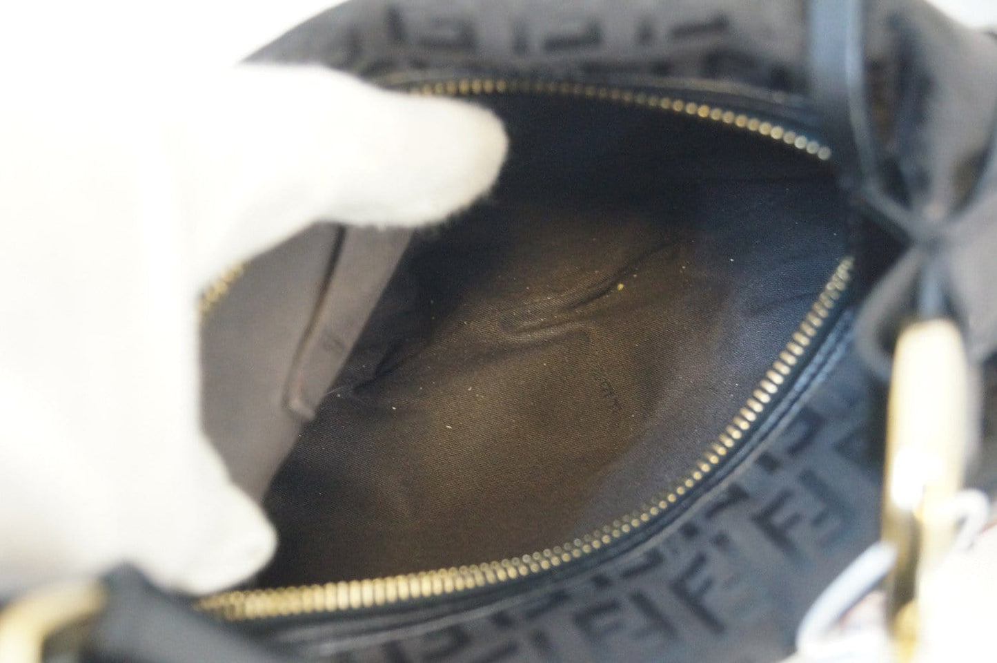 Fendi Zucchino Canvas Black Hobo Shoulder Bag