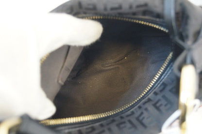 Fendi Zucchino Canvas Black Hobo Shoulder Bag