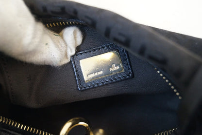 Fendi Zucchino Canvas Black Hobo Shoulder Bag