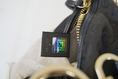 Fendi Zucchino Canvas Black Hobo Shoulder Bag