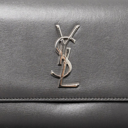 Saint Laurent Medium Sunset Chain Bag Calfskin Dark Grey Ruthenium Hardware