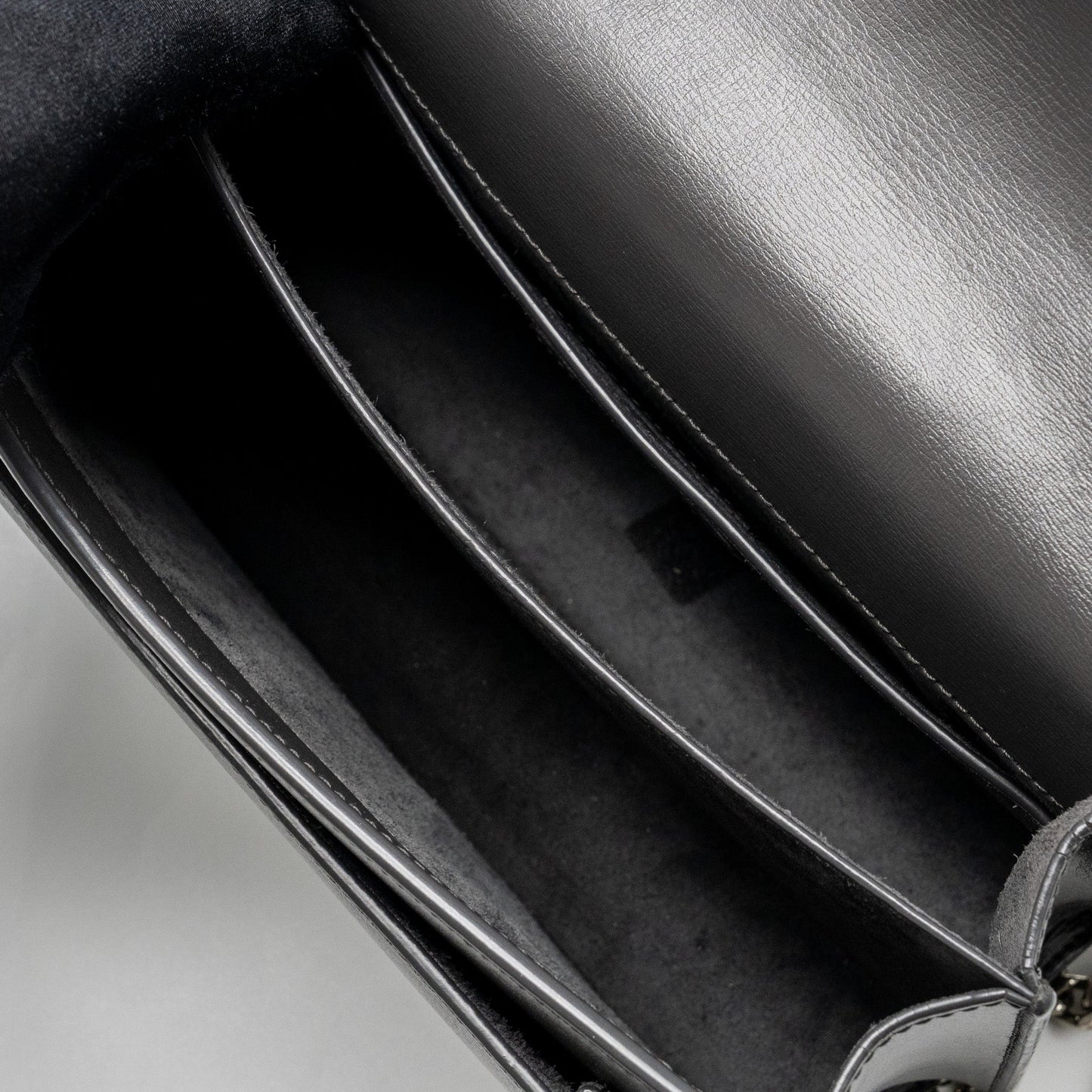 Saint Laurent Medium Sunset Chain Bag Calfskin Dark Grey Ruthenium Hardware